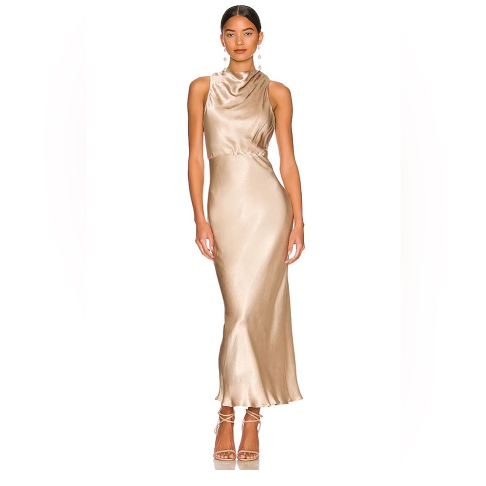 Revolve Shona Joy La Lune High Neck Midi Dress in Gold
Satin Evening Gown